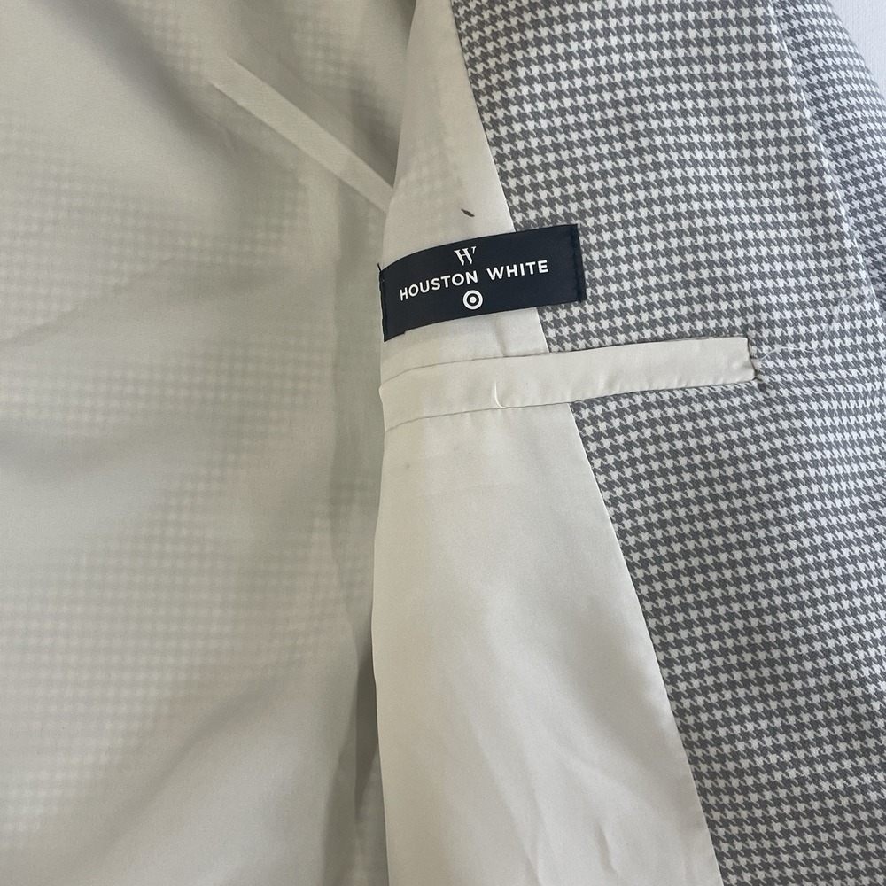 Houston White Grey Houndstooth Blazer Mens Large NWT Stretch Sport Coat - Picture 9 of 12